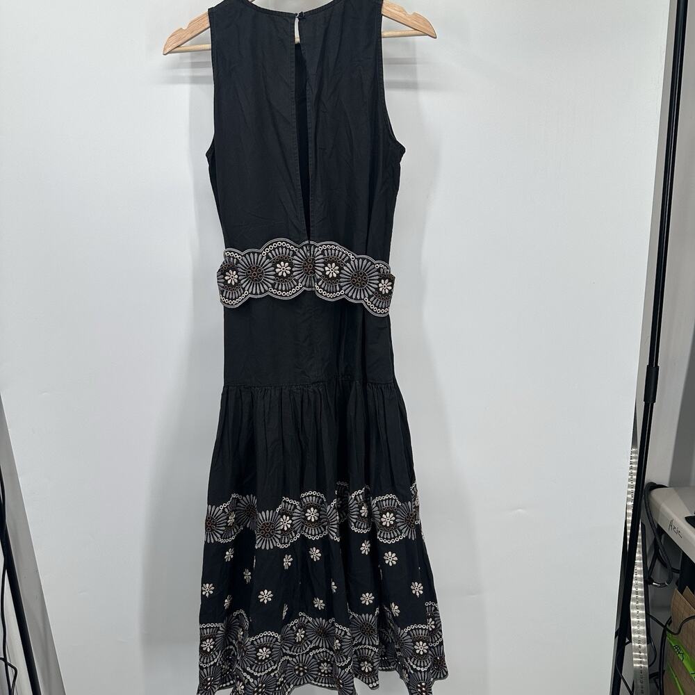 Vanessa Bruno Sz36 Black Fit & Flare Midi Dress Alais Elegant Embroidered Dress - Picture 1 of 10